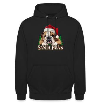 Santa Paws Funny Christmas English Bulldog - Unisex Hoodie - black - Front - Alina (178cm) & Michal (187cm)