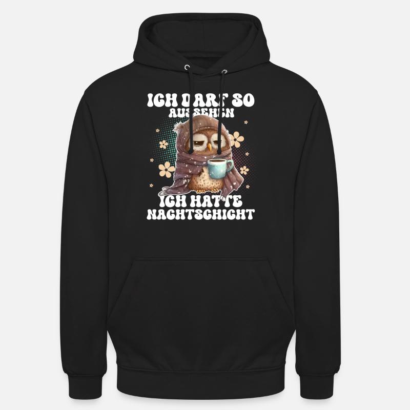 Nachtschicht Eule Kaffee Müde - Unisex Hoodie - Schwarz