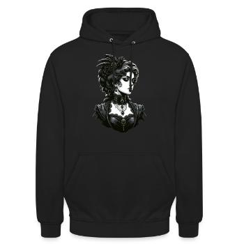 Élégante dame gothique : grâce victorienne - Sweat-shirt à capuche unisexe - noir - Devant - Alina (178cm) & Michal (187cm)
