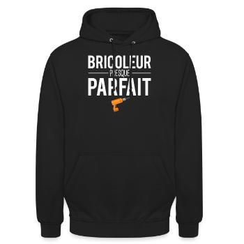 Bricoleur presque parfait cadeau papa bricoleur - Sweat-shirt à capuche unisexe - noir - Devant - Alina (178cm) & Michal (187cm)