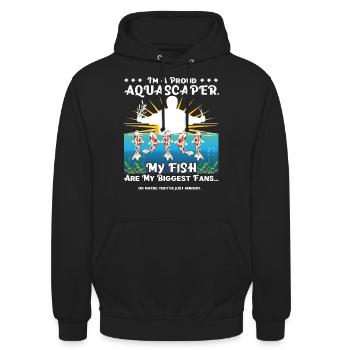 Ein stolzer Aquascaper. Meine Fische sind meine größten Fans - Unisex Hoodie - Schwarz - Vorne - Alina (178cm) & Michal (187cm)