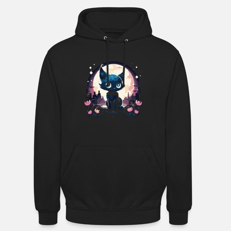 Chat de la lune - Sweat-shirt à capuche unisexe - noir