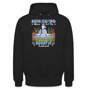 Wo Fische die "aquatische" Behandlung erhalten. - Unisex Hoodie - Schwarz - Vorne - Alina (178cm) & Michal (187cm)