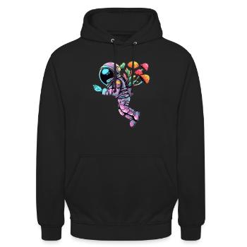 Champignon Astronaute EDM Trippy Forest Rave - Sweat-shirt à capuche unisexe - noir - Devant - Alina (178cm) & Michal (187cm)