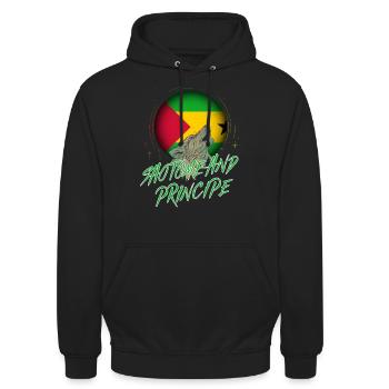 Sao Tomé et Principe - Sweat-shirt à capuche unisexe - noir - Devant - Alina (178cm) & Michal (187cm)