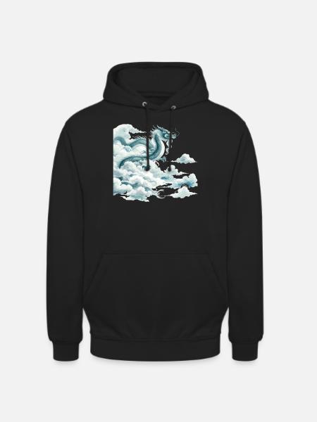 Smocza Chmura Chiński Smok Akwarela Sztuka - Bluza z kapturem typu unisex - czarny