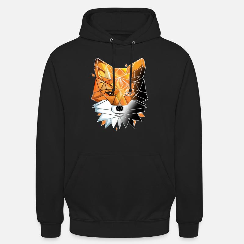 Geometric Fox Lover Math Geometry - Unisex Hoodie - black