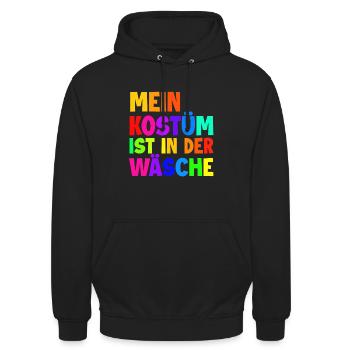 Mein Kostüm ist in der Wäsche - Unisex Hoodie - Schwarz - Vorne - Alina (178cm) & Michal (187cm)