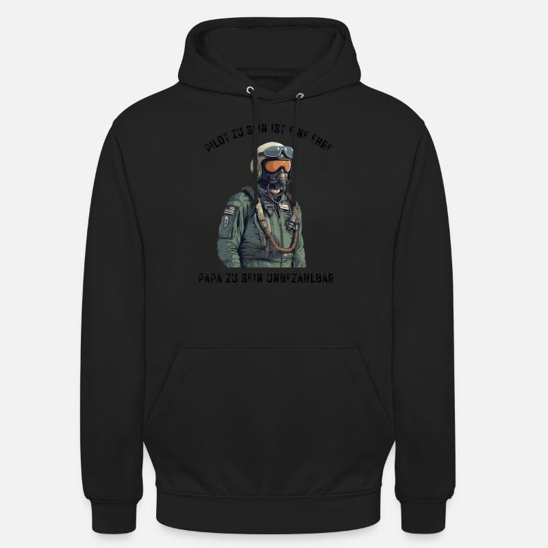 Papa Pilot Militär - Unisex Hoodie - Schwarz