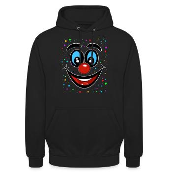 Costume de clown Confettis de clown - Sweat-shirt à capuche unisexe - noir - Devant - Alina (178cm) & Michal (187cm)