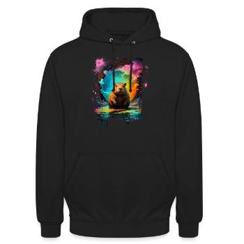 Capybara - Unisex Hoodie - Schwarz - Vorne - Alina (178cm) & Michal (187cm)