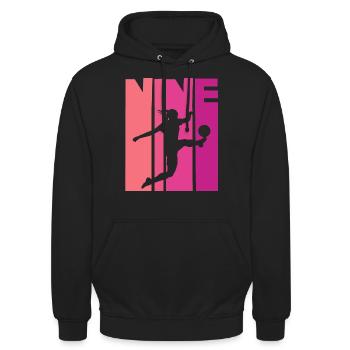 Footballeur Football 9ème Anniversaire - Sweat-shirt à capuche unisexe - noir - Devant - Alina (178cm) & Michal (187cm)
