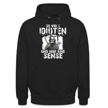 Sensenmann - So viele Idioten und nur eine Sense - Unisex Hoodie - Schwarz - Vorne - Alina (178cm) & Michal (187cm)