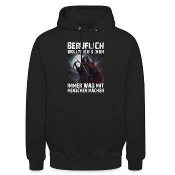 Sensenmann Lustiger Spruch Humor Sarkasmus Beruf - Unisex Hoodie - Schwarz - Vorne - Alina (178cm) & Michal (187cm)