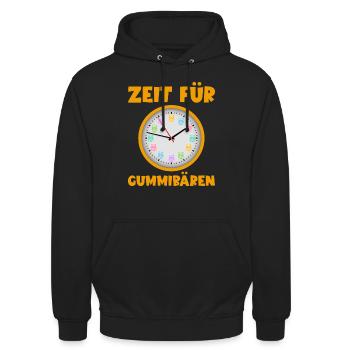Zeit für Gummibären! Gummibär Uhr Süßigkeit - Unisex Hoodie - Schwarz - Vorne - Alina (178cm) & Michal (187cm)