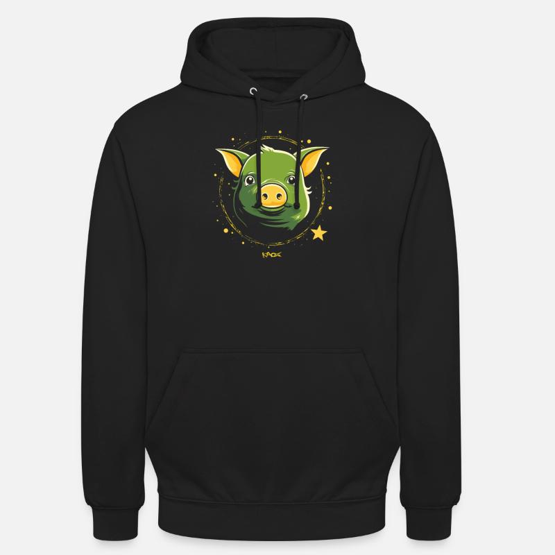 Cochon d'espace vert mignon - Sweat-shirt à capuche unisexe - noir