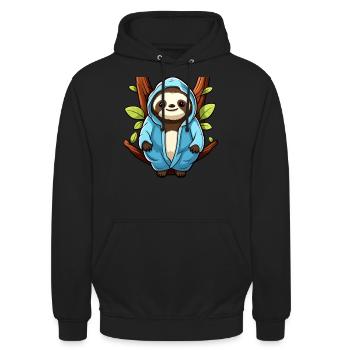 Faultier - Unisex Hoodie - Schwarz - Vorne - Alina (178cm) & Michal (187cm)