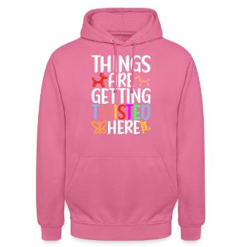 Ballontier Balloon Twisting - Unisex Hoodie - Pink - Vorne - Alina (178cm) & Michal (187cm)