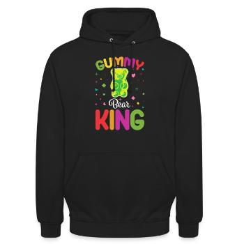 Gümmibär König der Süßigkeiten - Unisex Hoodie - Schwarz - Vorne - Alina (178cm) & Michal (187cm)