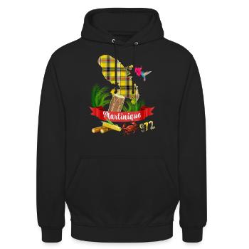Carte Martinique Madras 972 Antilles Françaises - Sweat-shirt à capuche unisexe - noir - Devant - Alina (178cm) & Michal (187cm)