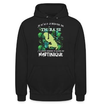 Martinique Bonne Thérapie Humour Homme Ou Femme - Sweat-shirt à capuche unisexe - noir - Devant - Alina (178cm) & Michal (187cm)