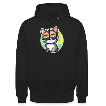 LGBTQ Katze - Unisex Hoodie - Schwarz - Vorne - Alina (178cm) & Michal (187cm)