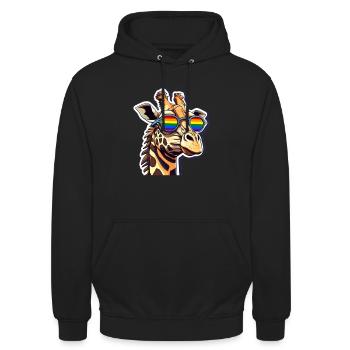 LGBTQ Giraffe - Unisex Hoodie - Schwarz - Vorne - Alina (178cm) & Michal (187cm)