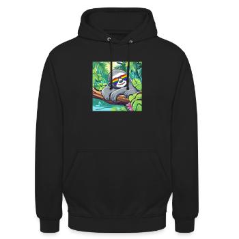 LGBTQ Faultier - Unisex Hoodie - Schwarz - Vorne - Alina (178cm) & Michal (187cm)
