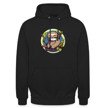 Mois de la fierté LGBTQ Sloth - Sweat-shirt à capuche unisexe - noir - Devant - Alina (178cm) & Michal (187cm)