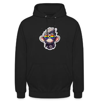 LGBTQ Affe - Unisex Hoodie - Schwarz - Vorne - Alina (178cm) & Michal (187cm)