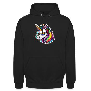 LGBTQ Einhorn Pride Month Sonnenbrille Regenbogen - Unisex Hoodie - Schwarz - Vorne - Alina (178cm) & Michal (187cm)