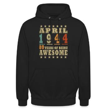 Geschenk 80. Geburtstag 1944 April 80 Jahre - Unisex Hoodie - Schwarz - Vorne - Alina (178cm) & Michal (187cm)