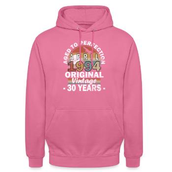 Geschenk 30. Geburtstag 1994 April 30 Jahre - Unisex Hoodie - Pink - Vorne - Alina (178cm) & Michal (187cm)