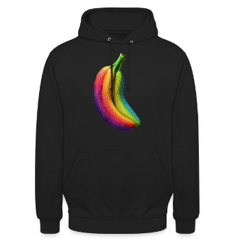 Banana Pixel Artwork Fruit Colorful Graphic Banana - Unisex Hoodie - black - Front - Alina (178cm) & Michal (187cm)