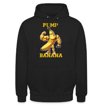 Banane Pump Banana - Sweat-shirt à capuche unisexe - noir - Devant - Alina (178cm) & Michal (187cm)