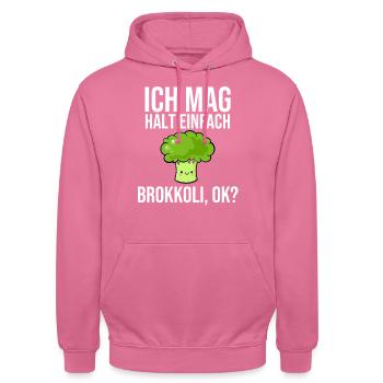 J’aime juste le brocoli ok - Sweat-shirt à capuche unisexe - rose - Devant - Alina (178cm) & Michal (187cm)