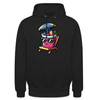 Sonnige Smoothie Bowl Entspannung - Unisex Hoodie - Schwarz - Vorne - Alina (178cm) & Michal (187cm)