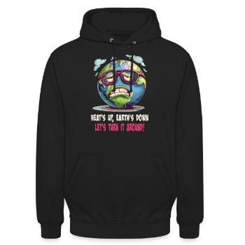 Heats Up Earths Down Lets Turn It Around - Unisex Hoodie - black - Front - Alina (178cm) & Michal (187cm)