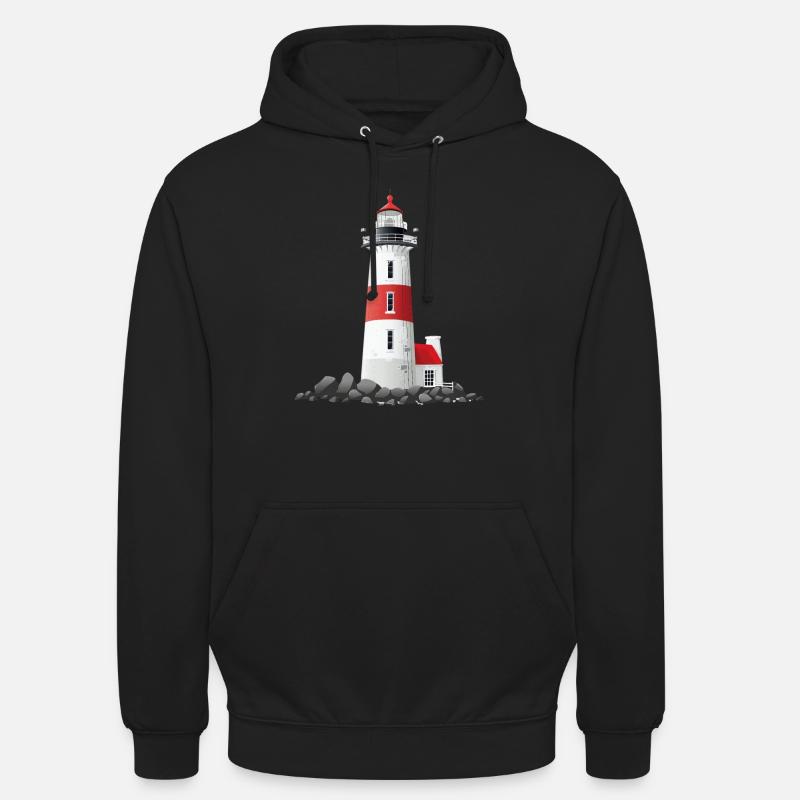 Phare sur la côte rocheuse - Sweat-shirt à capuche unisexe - noir