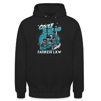 Vatertag | Coole Papas fahren LKW | LKW Fahrer - Unisex Hoodie - Schwarz - Vorne - Alina (178cm) & Michal (187cm)