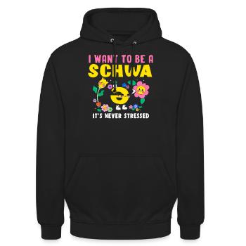Ich will ein Schwa sein, der nie gestresst ist - Unisex Hoodie - Schwarz - Vorne - Alina (178cm) & Michal (187cm)