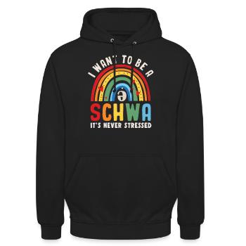 Ich will ein Schwa sein, es ist nie gestresst - Unisex Hoodie - Schwarz - Vorne - Alina (178cm) & Michal (187cm)