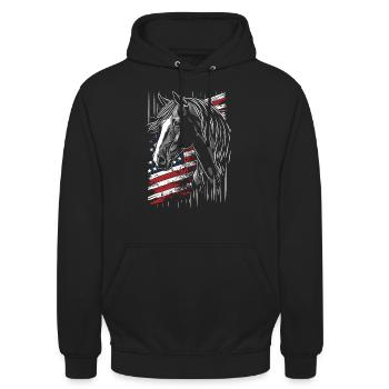 Fille de cheval équestre - Cavalier de dressage d’équitation western - Sweat-shirt à capuche unisexe - noir - Devant - Alina (178cm) & Michal (187cm)