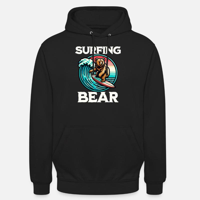 Ours surfeur - Sweat-shirt à capuche unisexe - noir