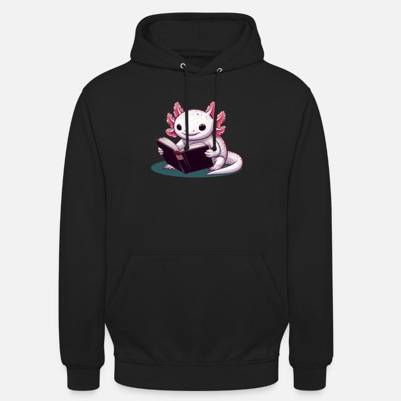 Lesender Axolotl - Unisex Hoodie - Schwarz
