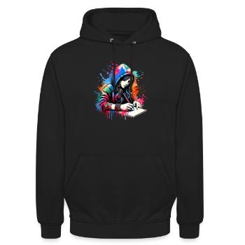 fille qui aime écrire - Sweat-shirt à capuche unisexe - noir - Devant - Alina (178cm) & Michal (187cm)