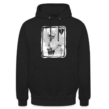 Liebe und Hass, Totenkopf, Gift, Trash style - Unisex Hoodie - Schwarz - Vorne - Alina (178cm) & Michal (187cm)