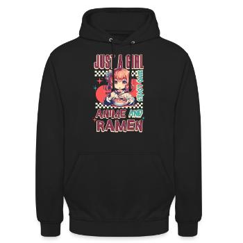Just A Girl Who Loves Anime And Ramen - Unisex Hoodie - black - Front - Alina (178cm) & Michal (187cm)