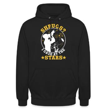 Shrugs? gaze at the stars - Unisex Hoodie - black - Front - Alina (178cm) & Michal (187cm)