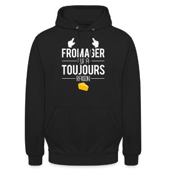 Fromager qui a toujours raison métier fromage - Sweat-shirt à capuche unisexe - noir - Devant - Alina (178cm) & Michal (187cm)
